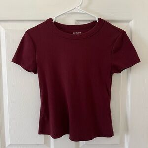 Old Navy Short Sleeve Ribbed Tee - Burgundy
